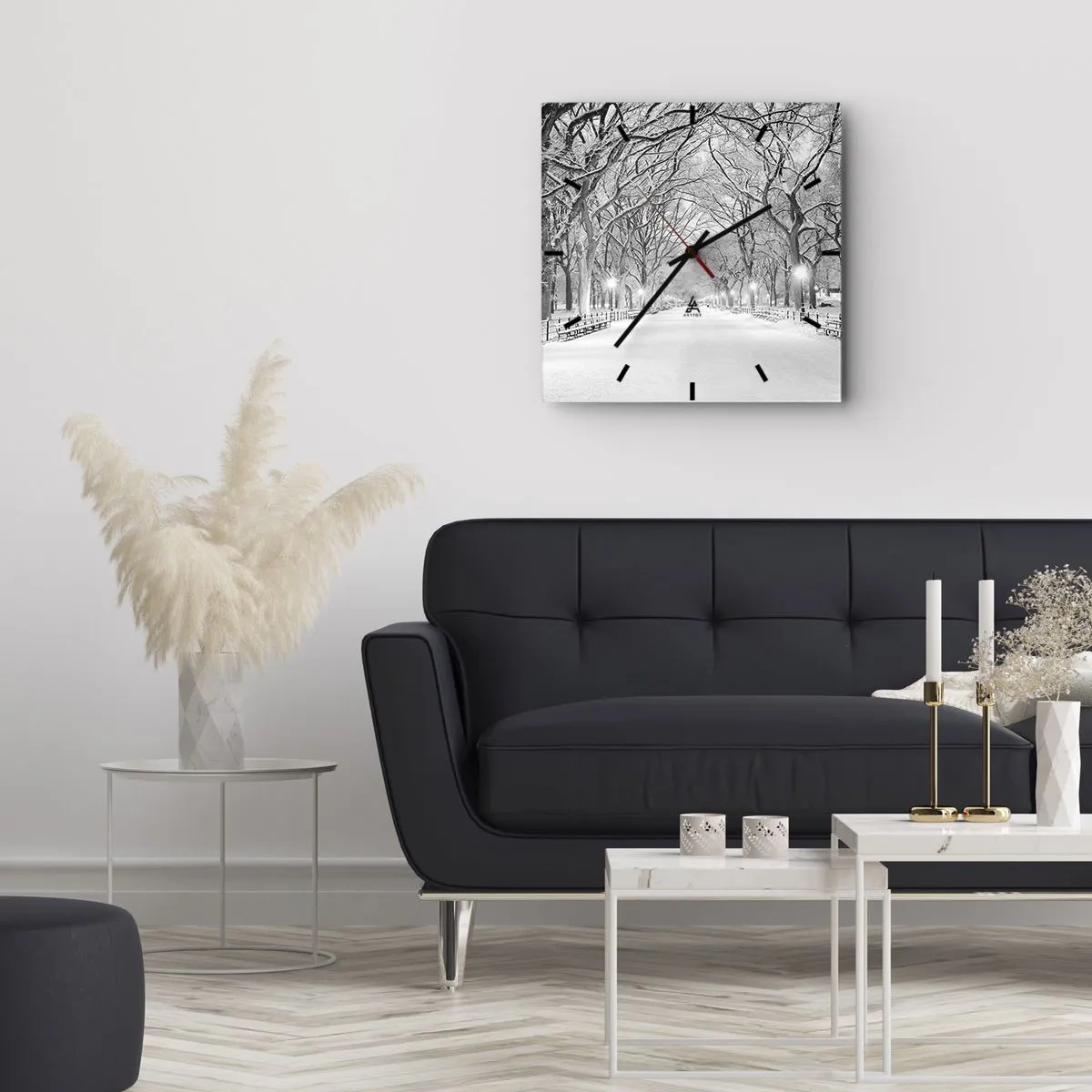 Wanduhr - Glasuhr - Vier Jahreszeiten - Winter - 30x30 cm