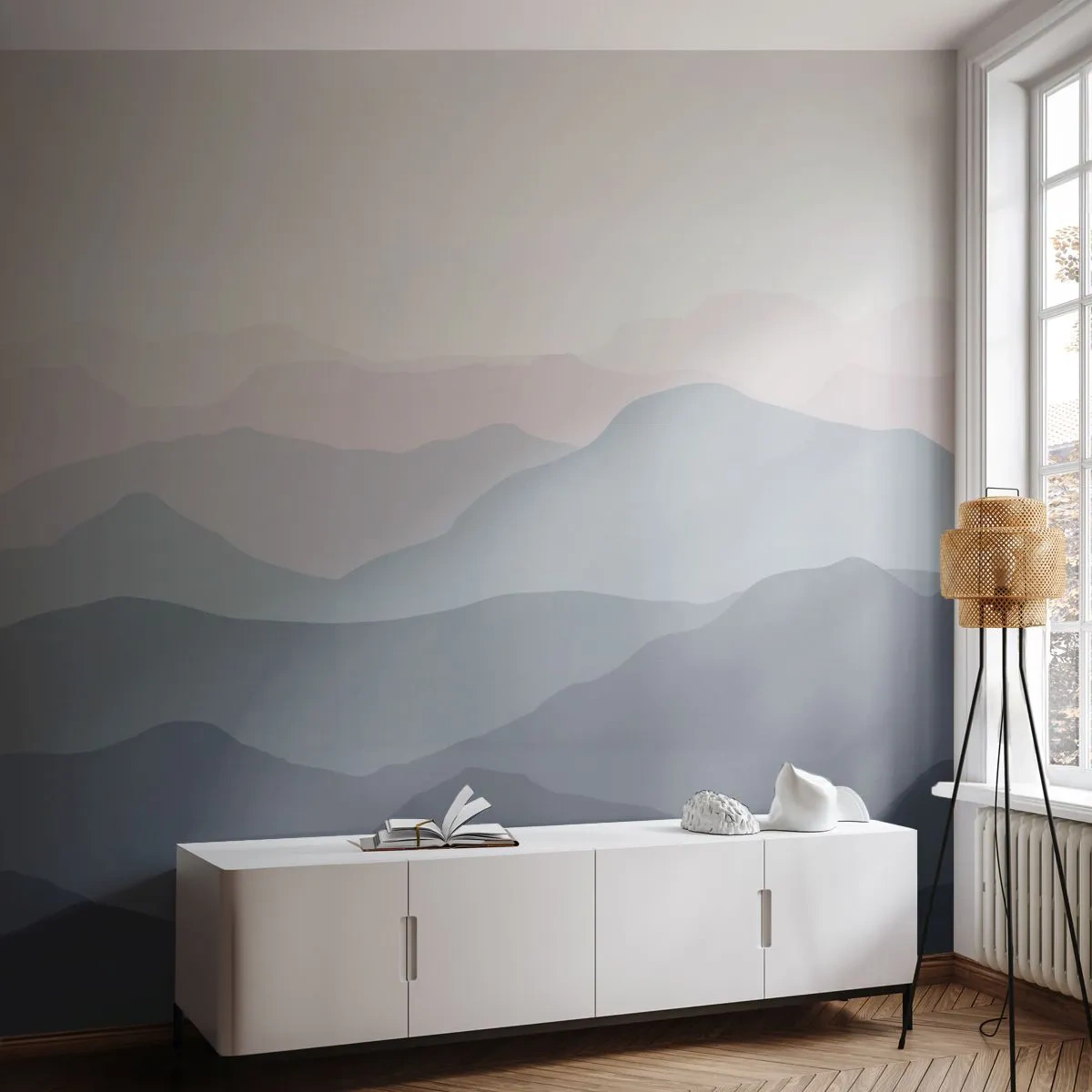 Fototapete Premium Sand - Wellen der Berge - Abstraktion, Grafik, Berge - 450x315 cm