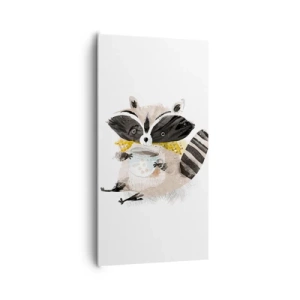 Bild auf Leinwand - Leinwandbild - Mein Freund der Waschbär - 65x120 cm