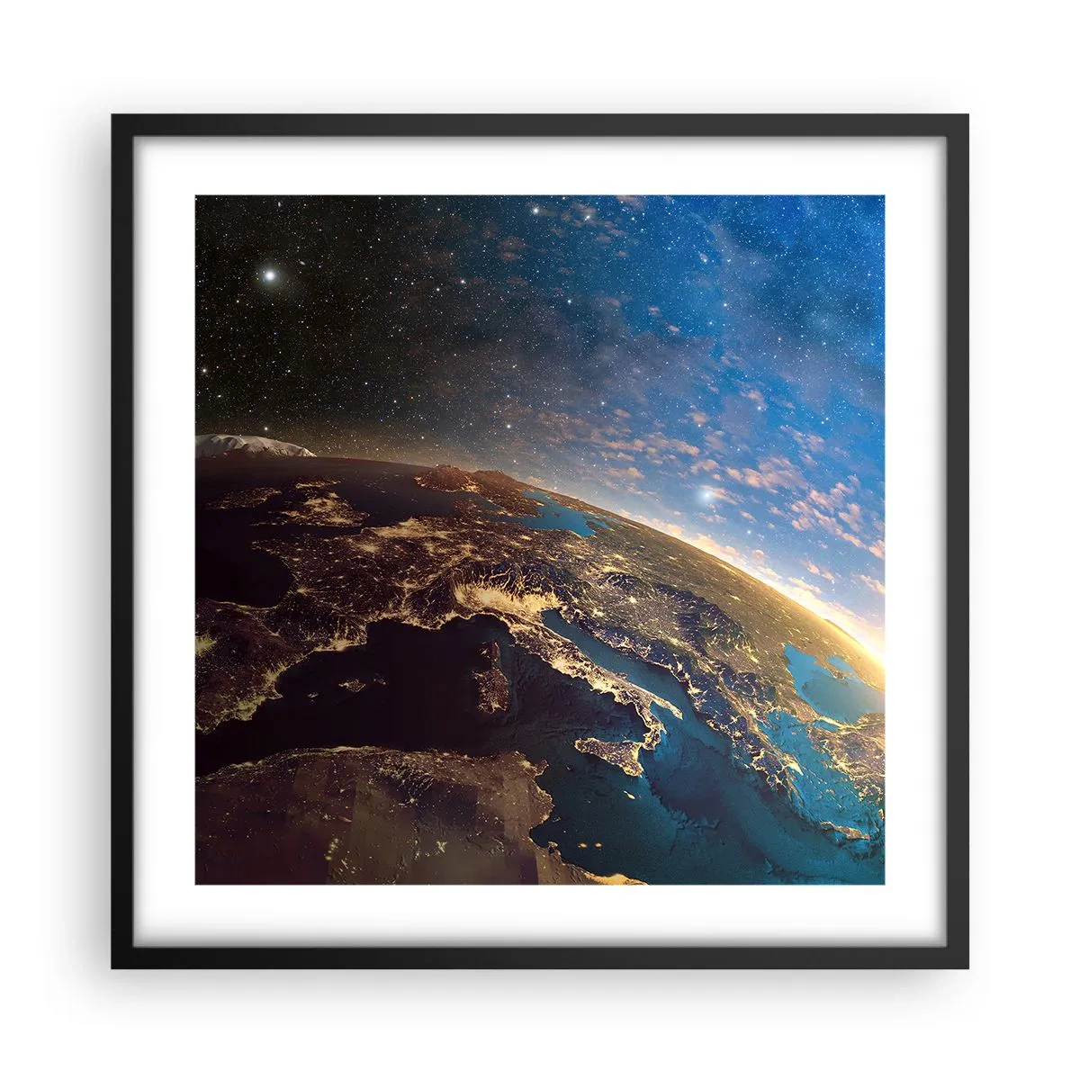 Poster in einem schwarzem Rahmen - Schauen wir uns aus der Ferne an - 50x50 cm