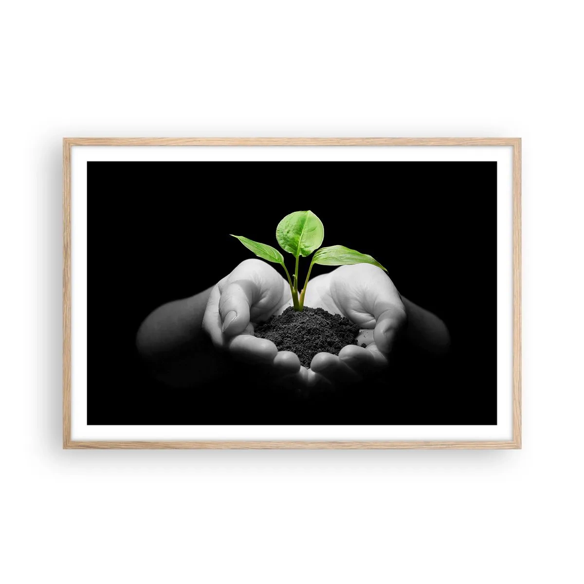 Poster in einem Rahmen aus heller Eiche - Ich liebe die Natur, ich beschütze sie - 91x61 cm