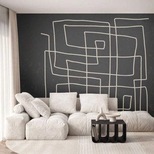 Fototapete Premium Canvas - Nicht so einfach - Abstraktion, Stück, Schwarz und weiß - 200x140 cm