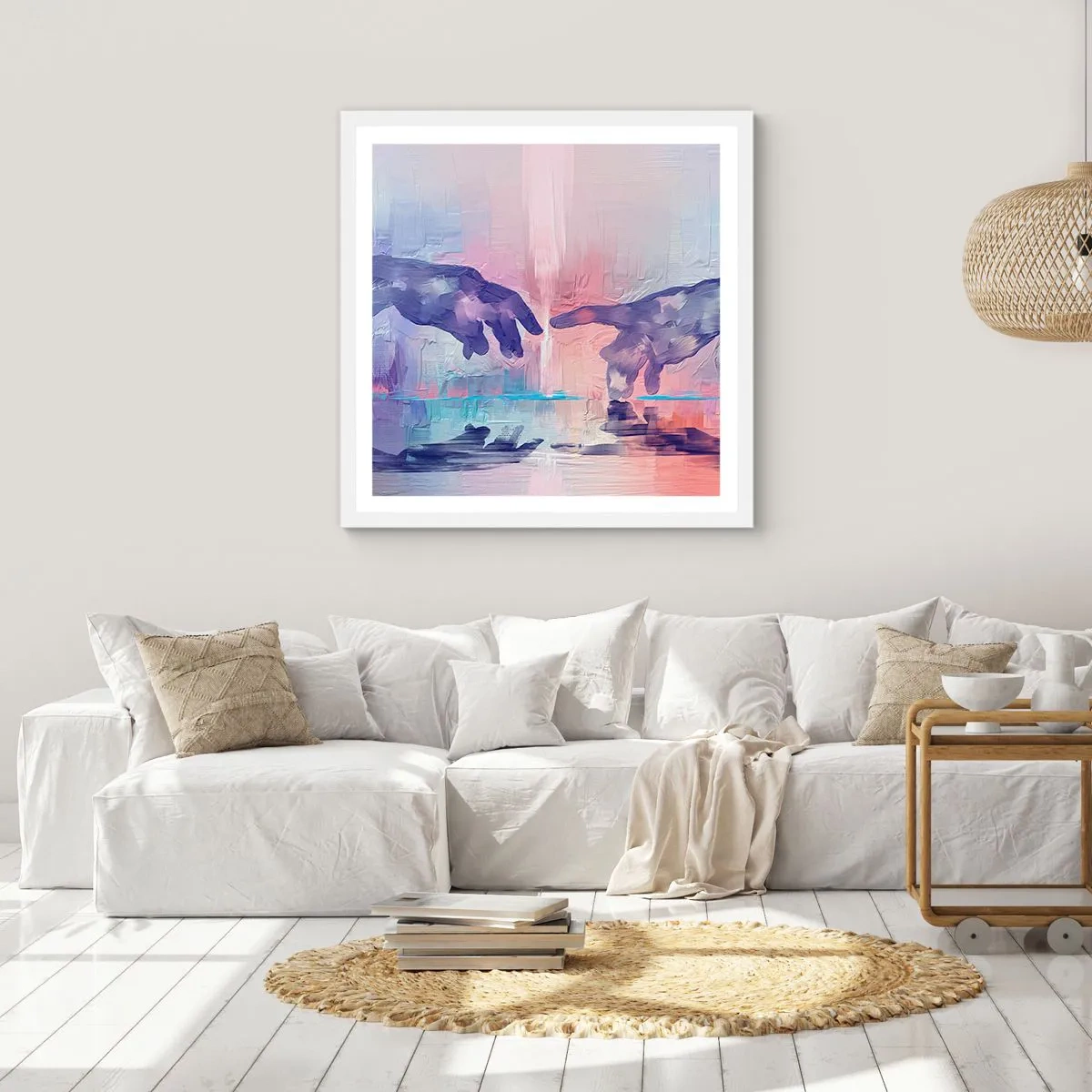 Poster in einem weißen Rahmen - Göttlicher Funke des Lebens - 50x50 cm