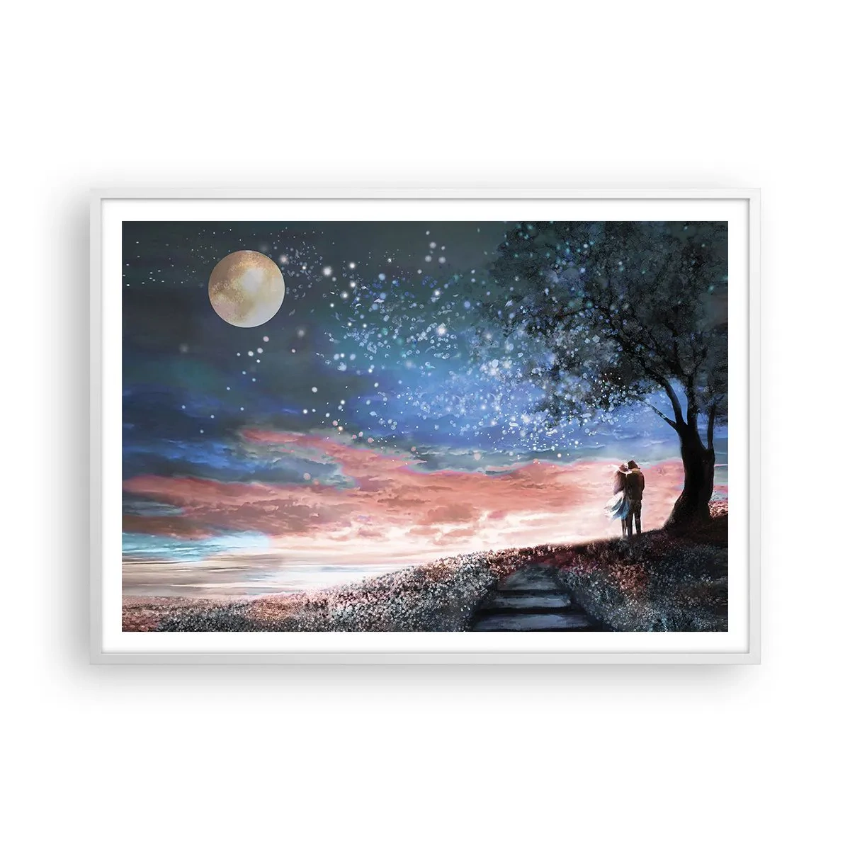 Poster in einem weißen Rahmen - Ein sternenklares Spektakel - 100x70 cm