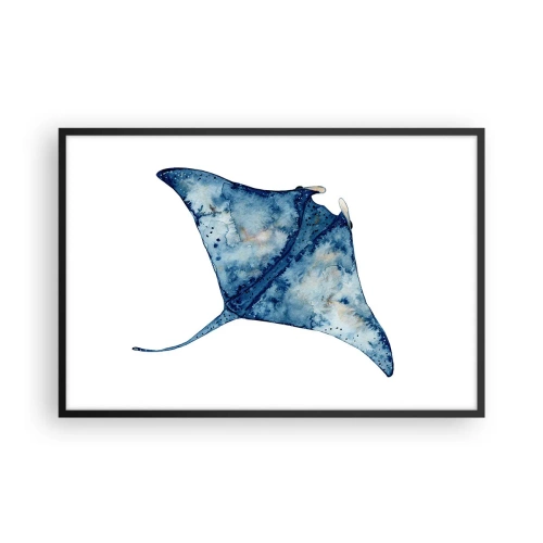 Poster in einem schwarzem Rahmen - Leben im Blau - 91x61 cm