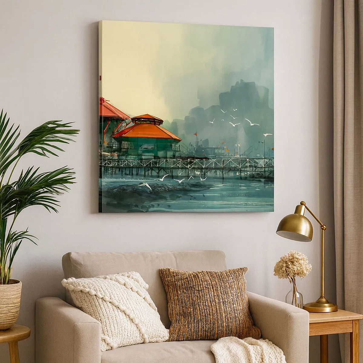 Bild auf Leinwand - Leinwandbild - Ein sonniger Tag im Hafen - 30x30 cm