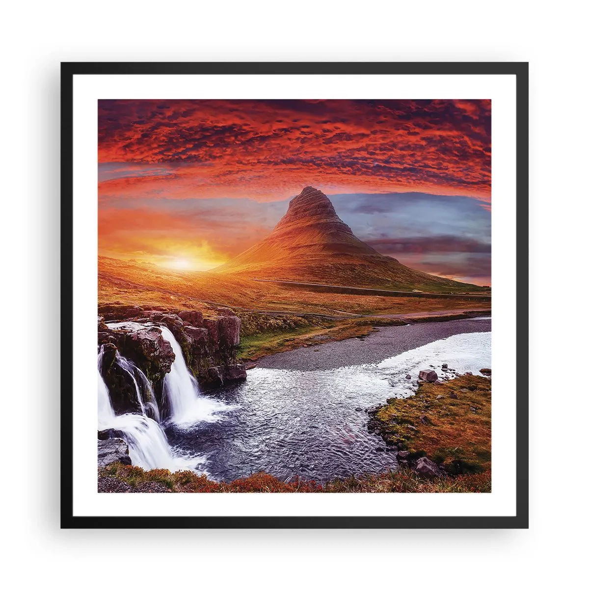 Poster in einem schwarzem Rahmen - Ein Blick auf Mittelerde - 60x60 cm