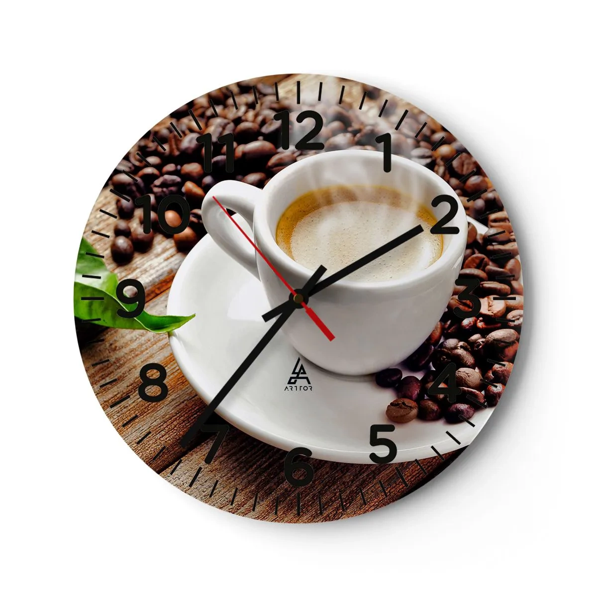 Wanduhr - Glasuhr - Kaffee auf der Bank - 40x40 cm