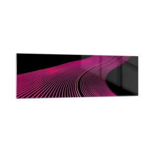 Glasbild - Bild auf glas - Futuristische Linien in Rosatönen auf schwarzem Hintergrund - 160x50cm - Allee des Lichts - Moderne Wanddekoration für Wohnzimmer und Schlafzimmer ARTTOR