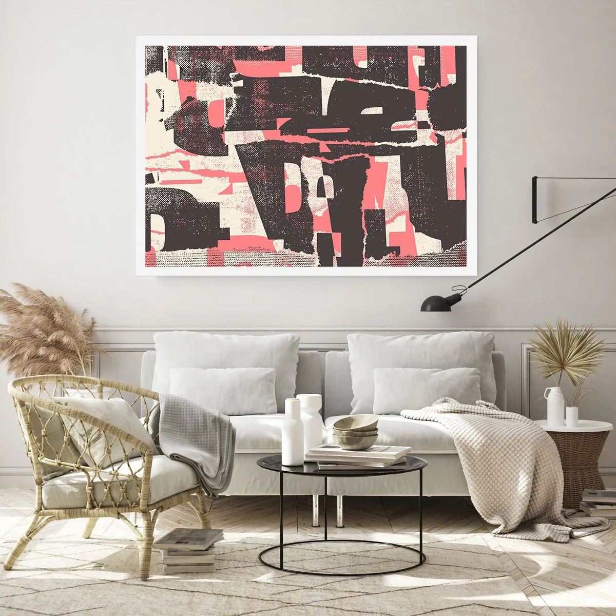 Poster - Eine abstrakte Komposition in Rosa- und Brauntönen. - 100x70cm - All dieser Lärm - Moderne Wanddekoration für Wohnzimmer und Schlafzimmer ARTTOR