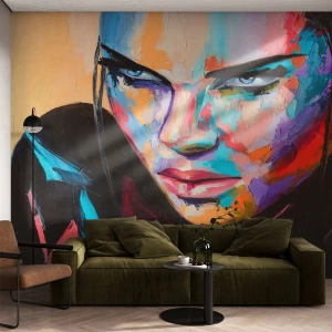 Selbstklebende Fototapete Deluxe Sticker - Wild im Herzen - Frau, Porträt einer Frau, Mädchen - 100x70 cm