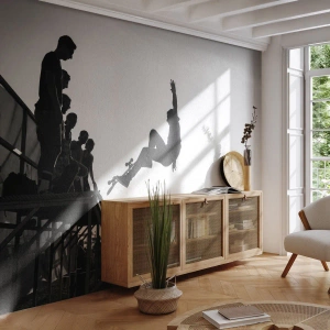 Fototapete Premium Canvas - Schwarz-weiße Skateboardszene auf einer Rampe - 100x70cm - Helden und Zuschauer - Moderne Wanddekoration für Wohnzimmer und Schlafzimmer ARTTOR