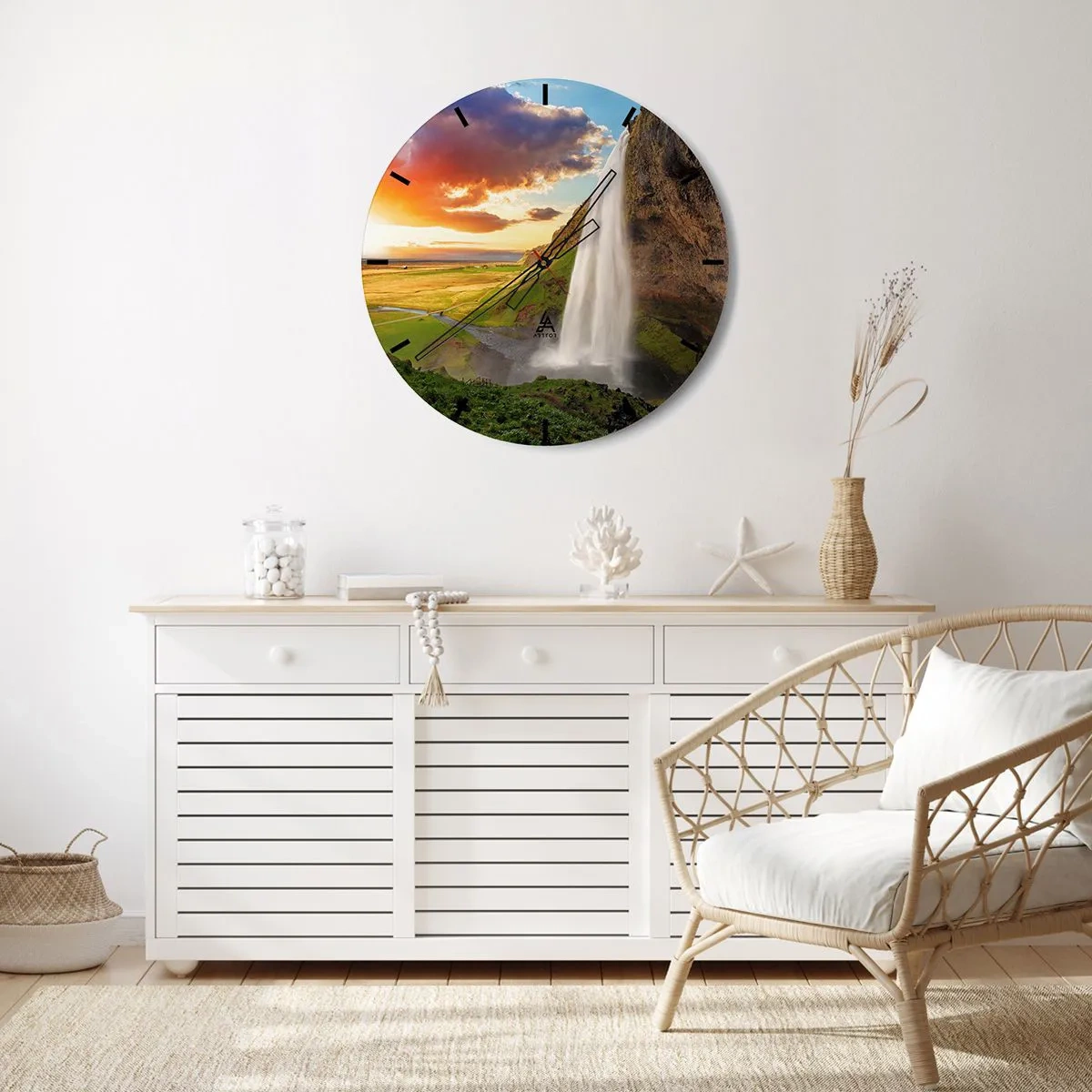 Wanduhr - Glasuhr - Die Fülle des isländischen Sommers - 40x40 cm