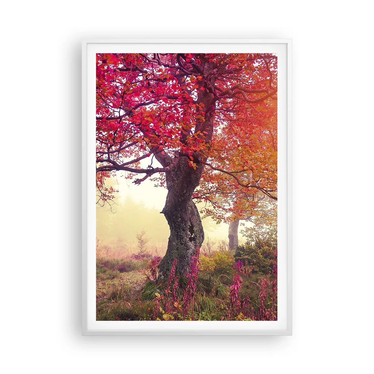 Poster in einem weißen Rahmen - Blühende Raserei - 70x100 cm