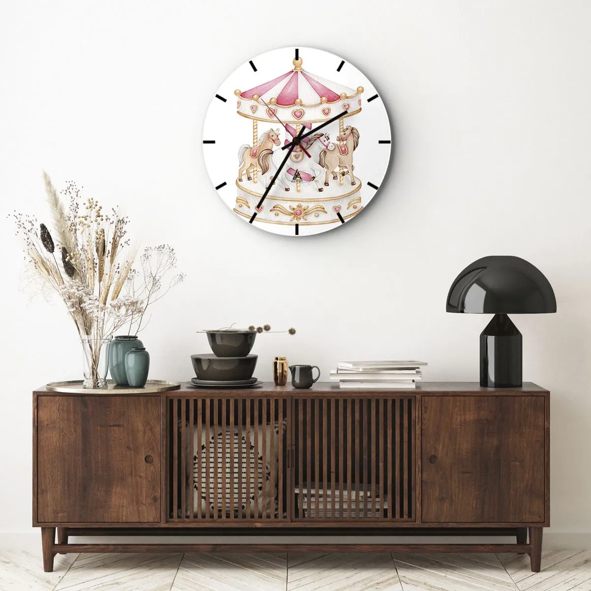 Wanduhr - Glasuhr - Süße Welt der Kindheit - 40x40 cm