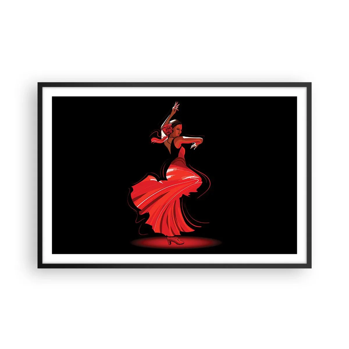 Poster in einem schwarzem Rahmen - Der feurige Geist des Flamenco - 91x61 cm