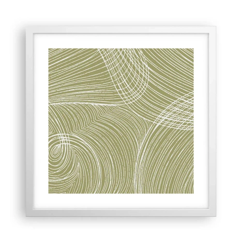 Poster in einem weißen Rahmen - Komplizierte Abstraktion in Weiß - 40x40 cm