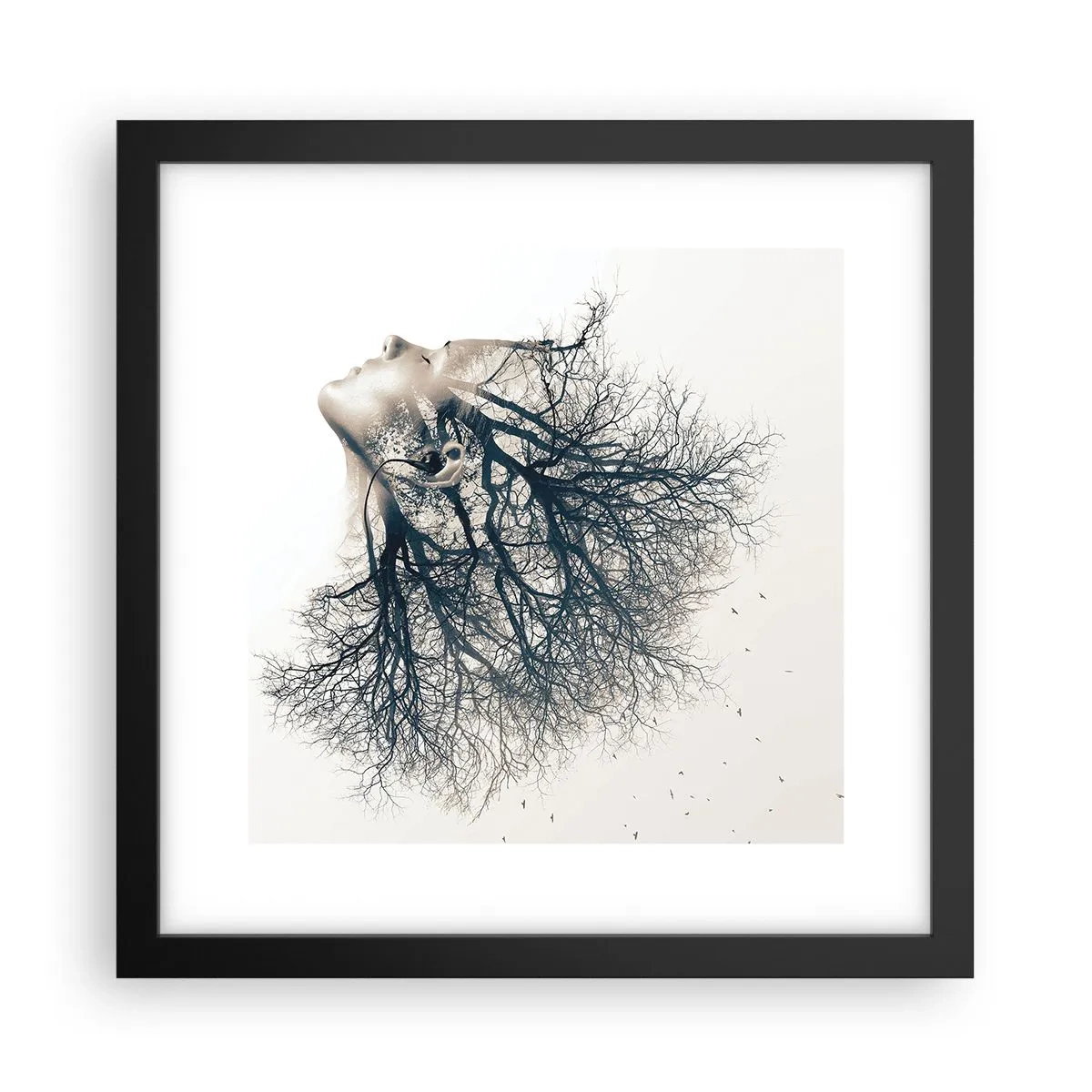 Poster in einem schwarzem Rahmen - Dem Rauschen der Bäume lauschen - 30x30 cm