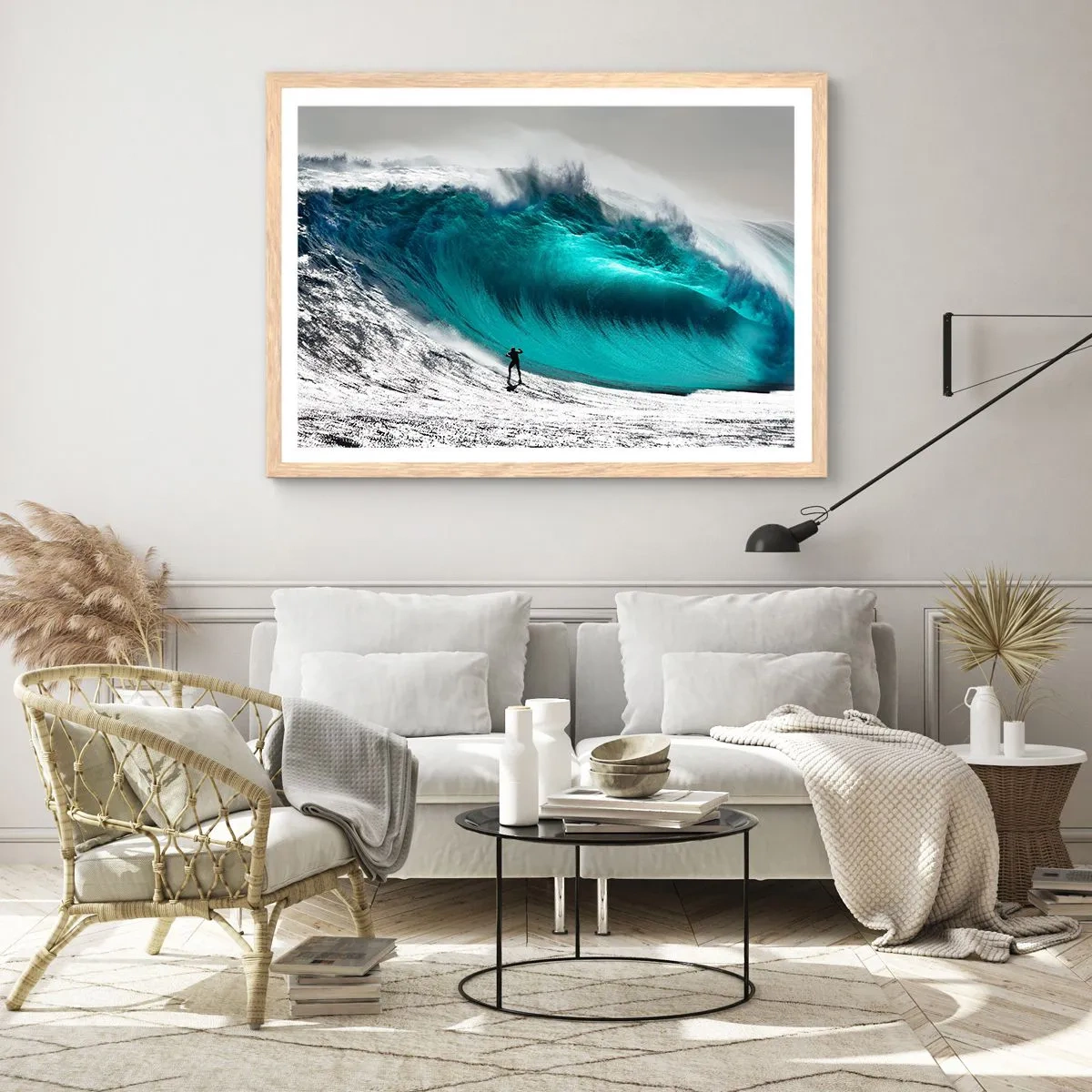 Poster in einem Rahmen aus heller Eiche - Herausforderung angenommen - 100x70 cm