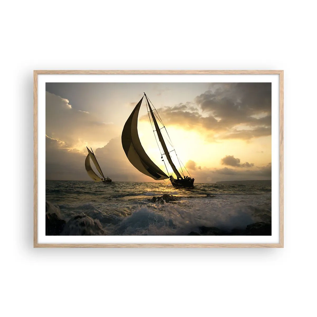 Poster in einem Rahmen aus heller Eiche - Mit dem Wind und gegen den Wind - 100x70 cm