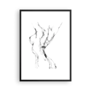 Poster in einem schwarzem Rahmen - Abstrakte Komposition im Schwarz-Weiß-Minimalismus - 50x70cm - Schön und stark - Moderne Wanddekoration für Wohnzimmer und Schlafzimmer ARTTOR