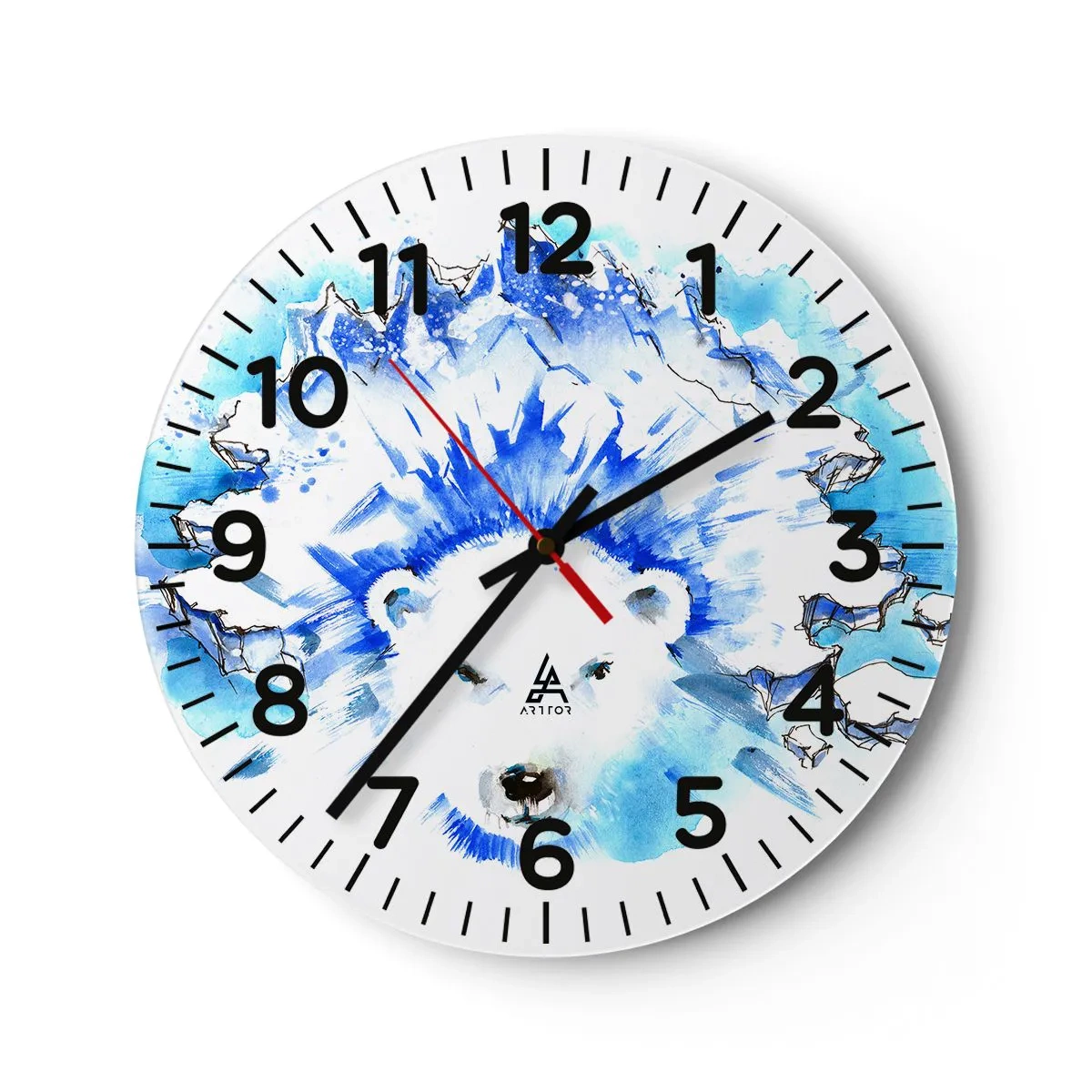 Wanduhr - Glasuhr - Der König der Arktis in einer Eiskrone - 30x30 cm