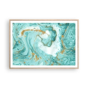 Poster in einem Rahmen aus heller Eiche - Unter der großen Welle der Edo-Ära - 100x70 cm