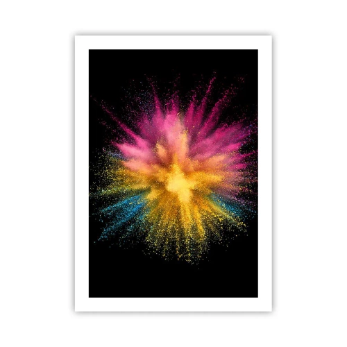 Poster - Explosion von farbigem Pulver auf schwarzem Hintergrund - 50x70cm - Die Geburt der Farben - Moderne Wanddekoration für Wohnzimmer und Schlafzimmer ARTTOR