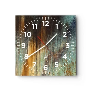 Wanduhr - Glasuhr - Eine nicht zufällige farbenfrohe Komposition - 40x40 cm