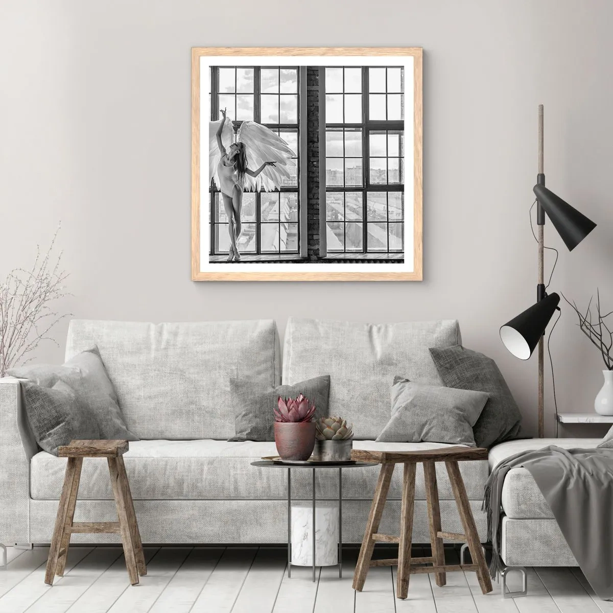 Poster in einem Rahmen aus heller Eiche - Stadt der Engel? - 50x50 cm
