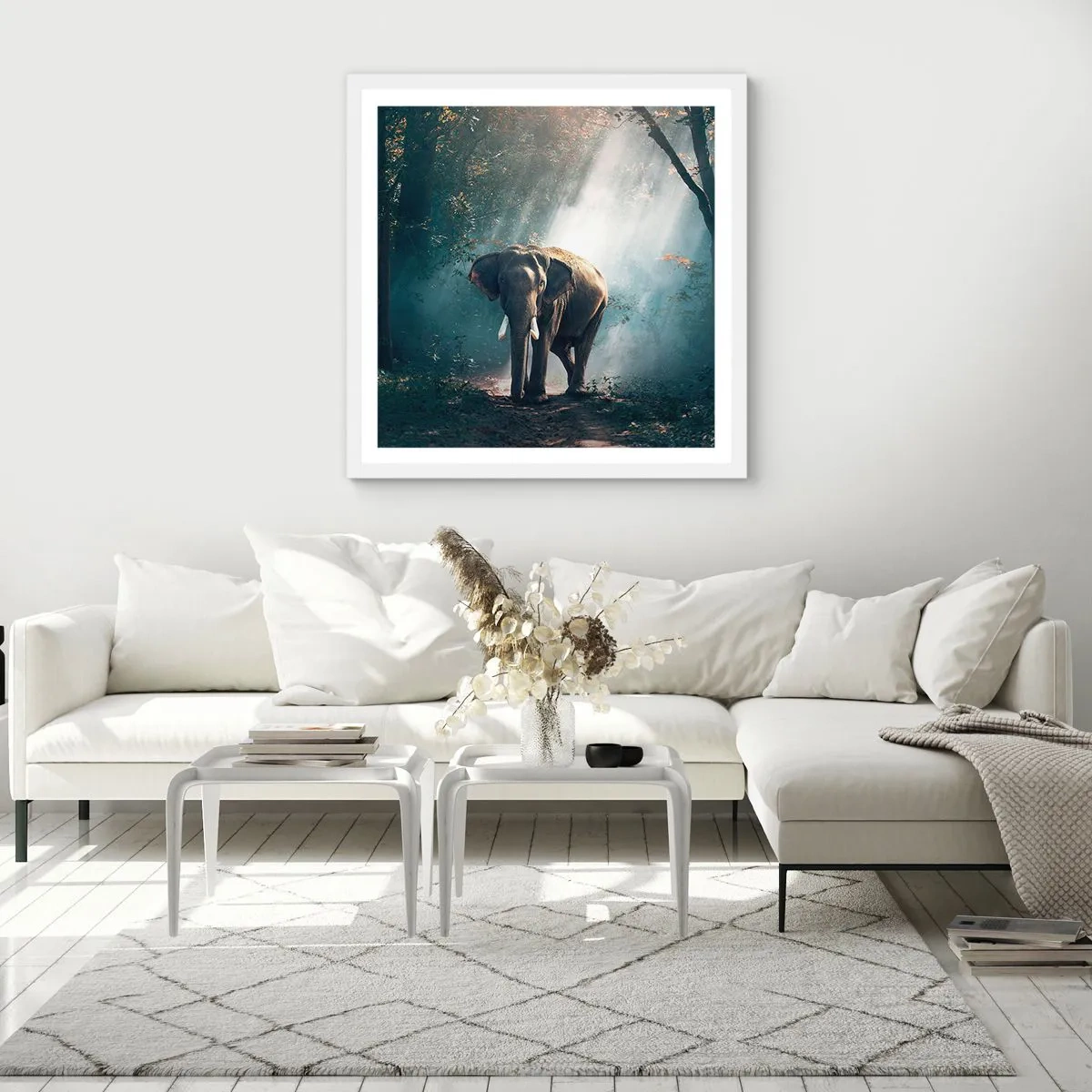 Poster in einem weißen Rahmen - Ein gemütlicher Spaziergang - 50x50 cm