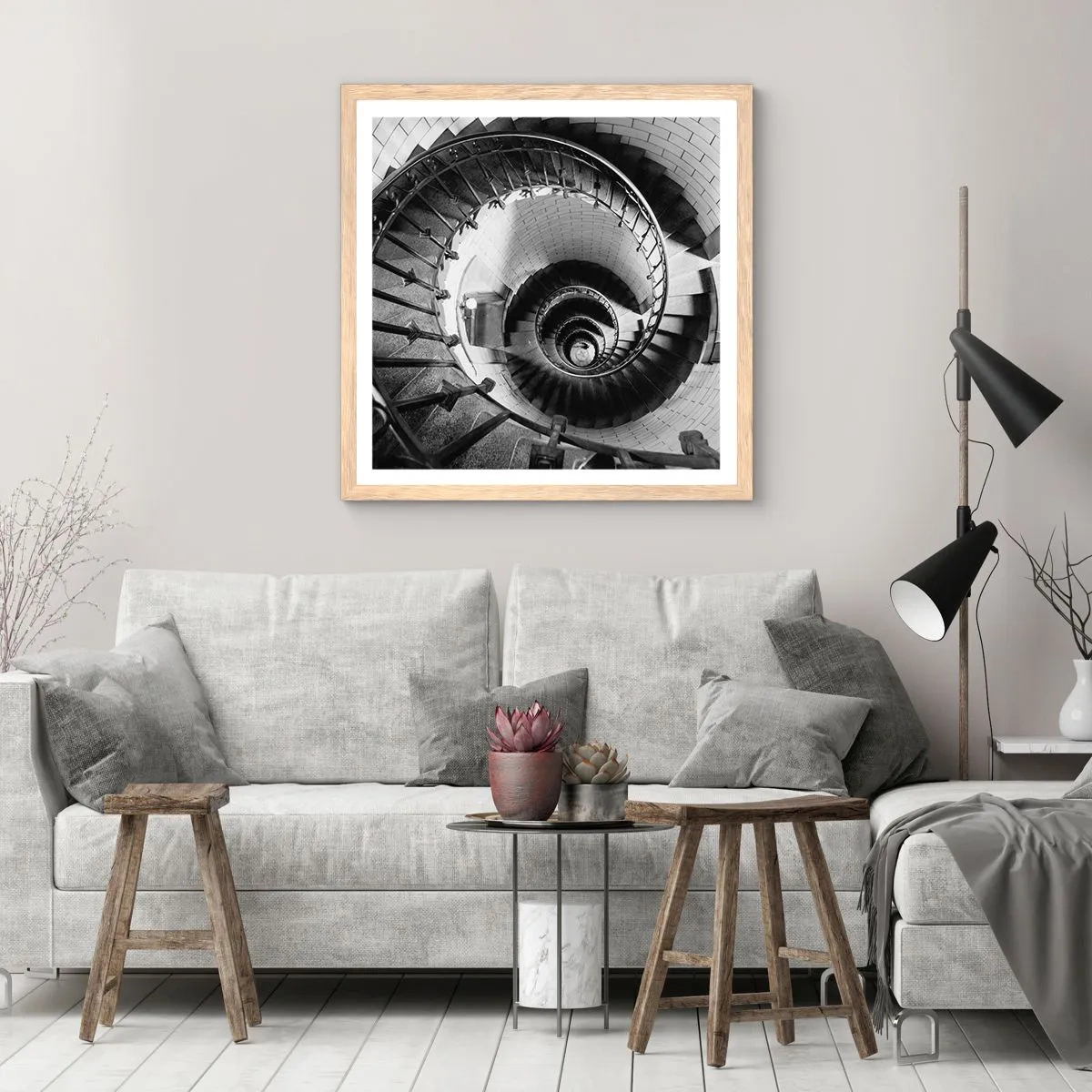 Poster in einem Rahmen aus heller Eiche - Höher und höher - 40x40 cm