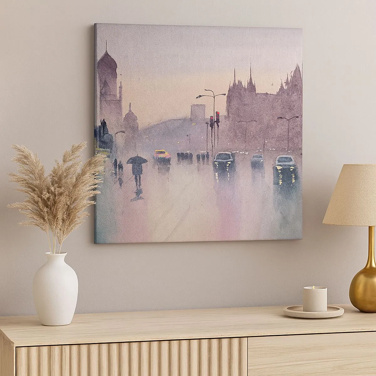 Bild auf Leinwand - Leinwandbild - Im regnerischen Dunst - 30x30 cm