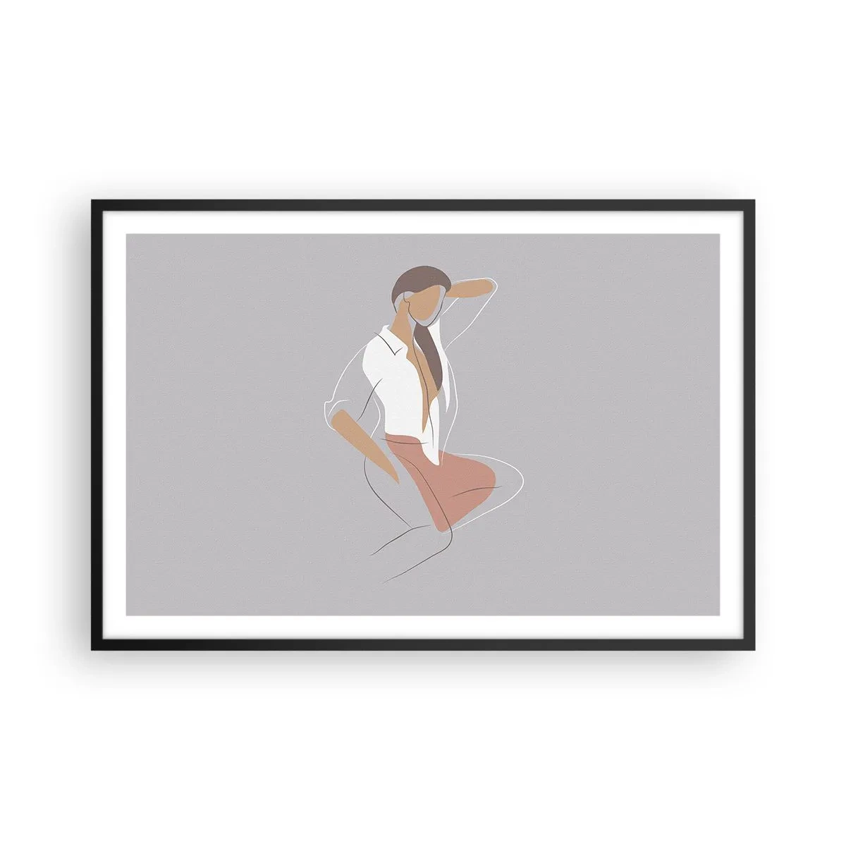 Poster in einem schwarzem Rahmen - Umriss der Anmut - 91x61 cm