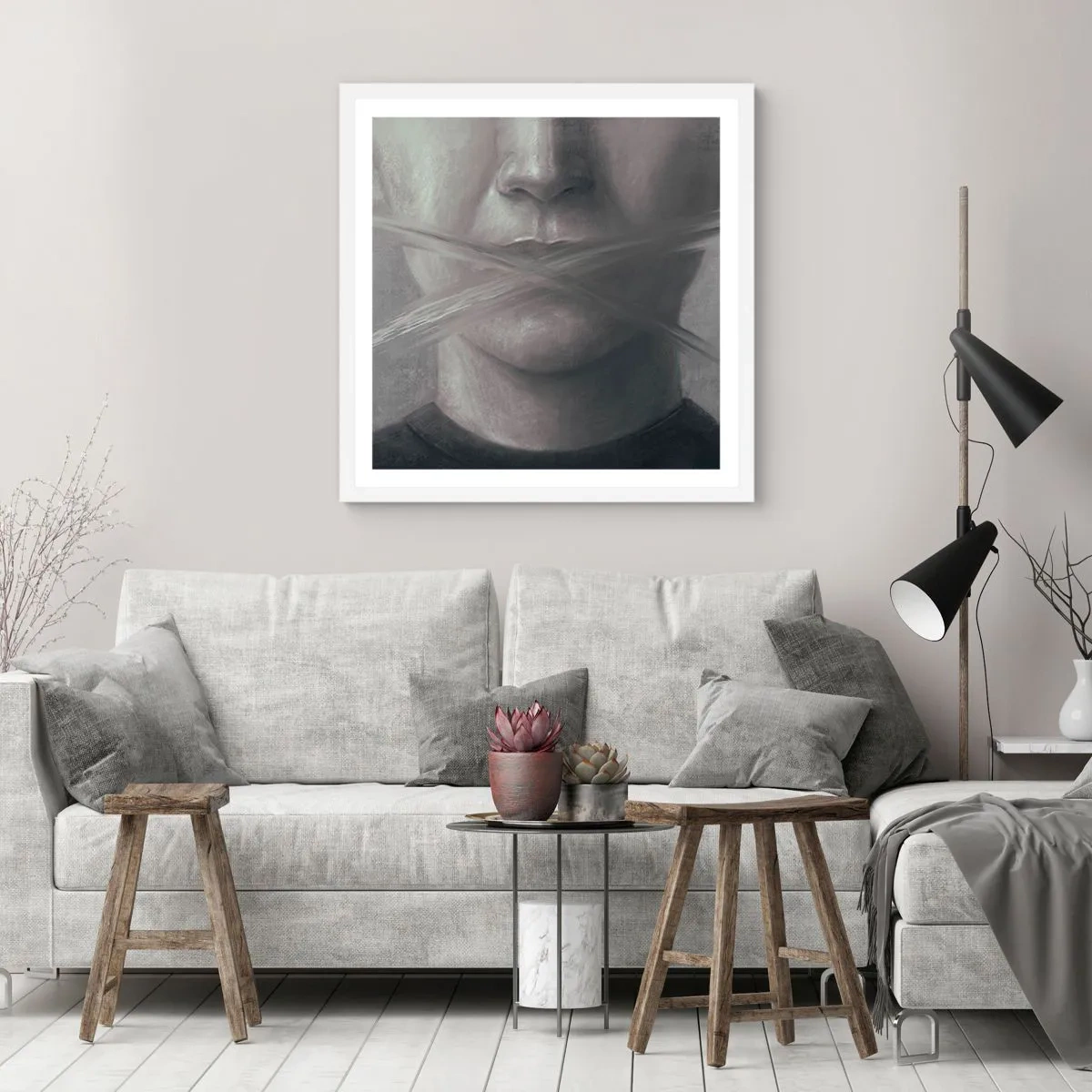 Poster in einem weißen Rahmen - Ohne ein Wort - 50x50 cm