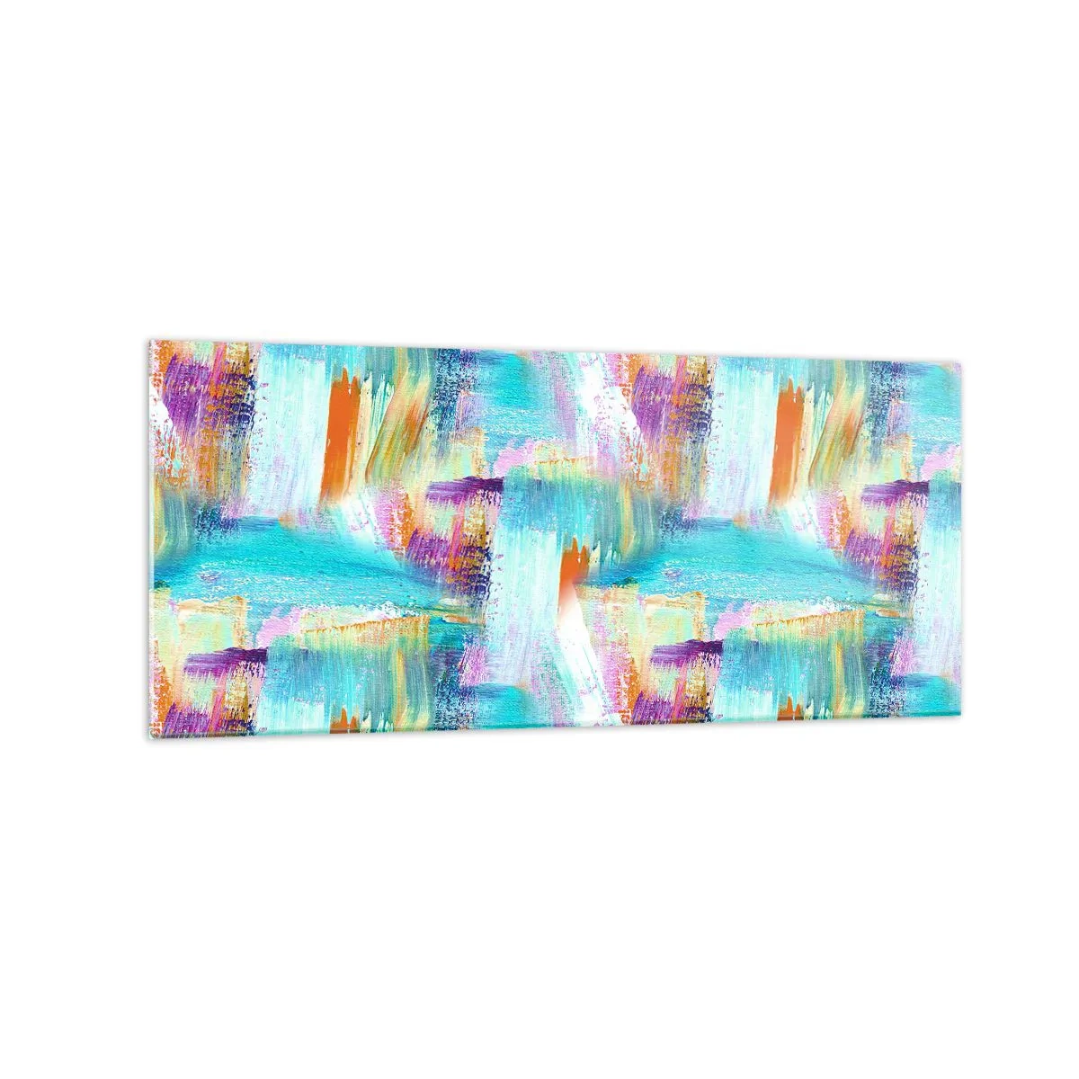 Glasbild - Bild auf glas - Farbenfrohe Abstraktion mit dynamischen Pinselstrichen - 120x50cm - Fröhlicher Labyrinth-Liner - Moderne Wanddekoration für Wohnzimmer und Schlafzimmer ARTTOR