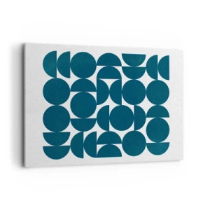 Bild auf Leinwand - Leinwandbild - Geometrische Formen in Marineblautönen auf weißem Hintergrund - 100x70cm - Kreise und Halbkreise - Moderne Wanddekoration für Wohnzimmer und Schlafzimmer ARTTOR