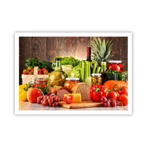 Poster - Buntes Obst, Gemüse und Lebensmittel - 100x70cm - Geräuchert, gebacken und eingelegt - Moderne Wanddekoration für Wohnzimmer und Schlafzimmer ARTTOR