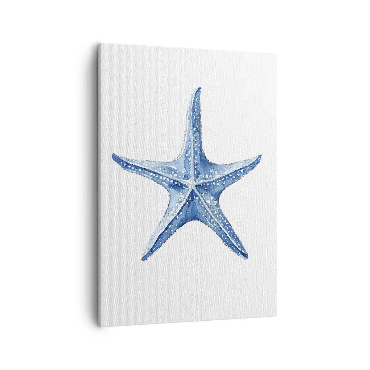 Bild auf Leinwand - Leinwandbild - Blauer Seestern auf weißem Hintergrund im minimalistischen Stil - 50x70cm - Stern des Meeres - Moderne Wanddekoration für Wohnzimmer und Schlafzimmer ARTTOR