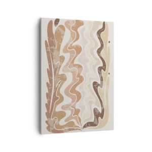 Bild auf Leinwand - Leinwandbild - Wellenförmige abstrakte Linien in Beigetönen - 50x70cm - Gute Energie – gute Gefühle - Moderne Wanddekoration für Wohnzimmer und Schlafzimmer ARTTOR