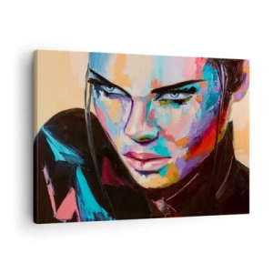 Bild auf Leinwand - Leinwandbild - Porträt einer Frau in lebendigen abstrakten Farben - 70x50cm - Wild im Herzen - Moderne Wanddekoration für Wohnzimmer und Schlafzimmer ARTTOR