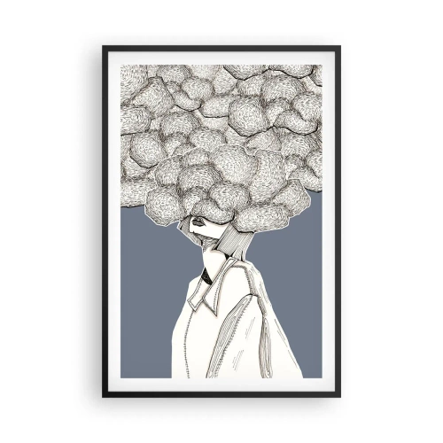 Poster in einem schwarzem Rahmen - Mit dem Kopf in den Wolken stecken - 61x91 cm