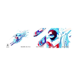 Fototapeten Muster Selbstklebend Deluxe Sticker - Verrückter Ansturm vor Freude - Abstraktion, Skier, Skifahrer - 100x30 cm