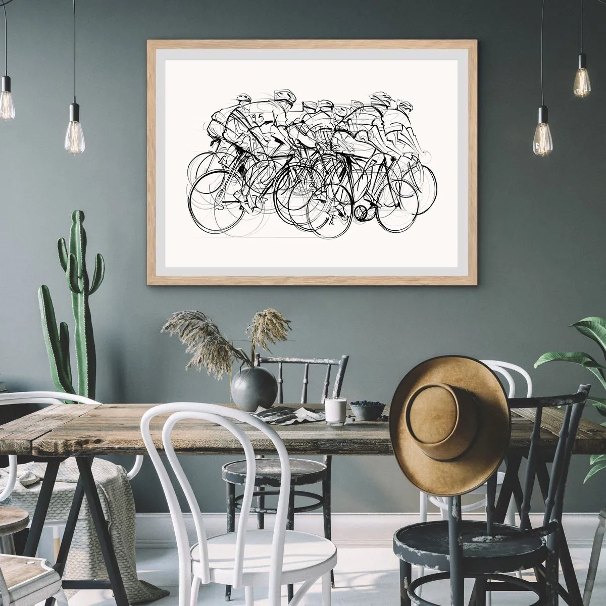 Poster in einem Rahmen aus heller Eiche - Gemeinsam als Team - 40x30 cm