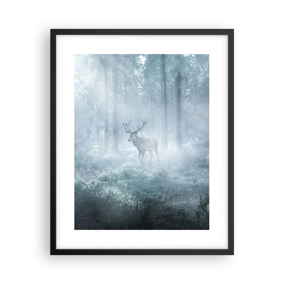 Poster in einem schwarzem Rahmen - Morgenvisite auf dem Grundstück - 40x50 cm
