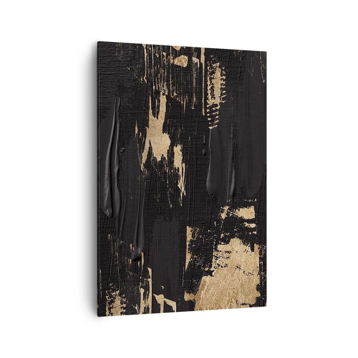 Bild auf Leinwand - Leinwandbild - Abstrakte Komposition in Schwarz- und Goldtönen - 70x100cm - Spur einer Berührung - Moderne Wanddekoration für Wohnzimmer und Schlafzimmer ARTTOR