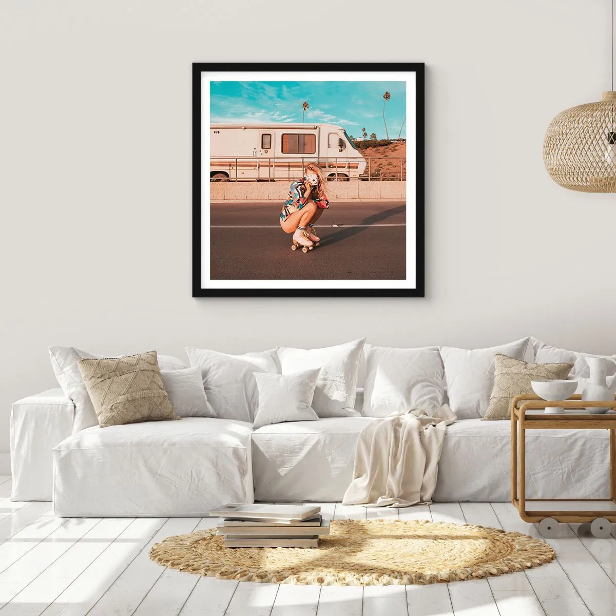 Poster in einem schwarzem Rahmen - Lächel bitte! - 50x50 cm