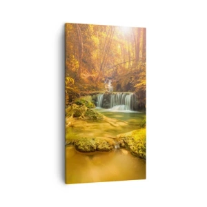 Bild auf Leinwand - Leinwandbild - Waldkaskade in Gold - 45x80 cm