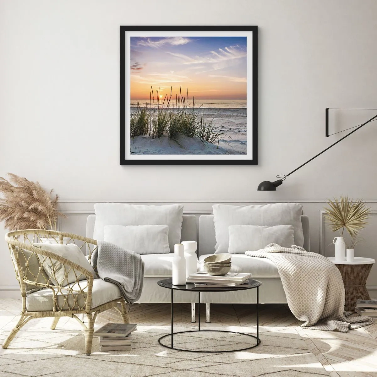 Poster in einem schwarzem Rahmen - Schau, denk, fühl - 50x50 cm