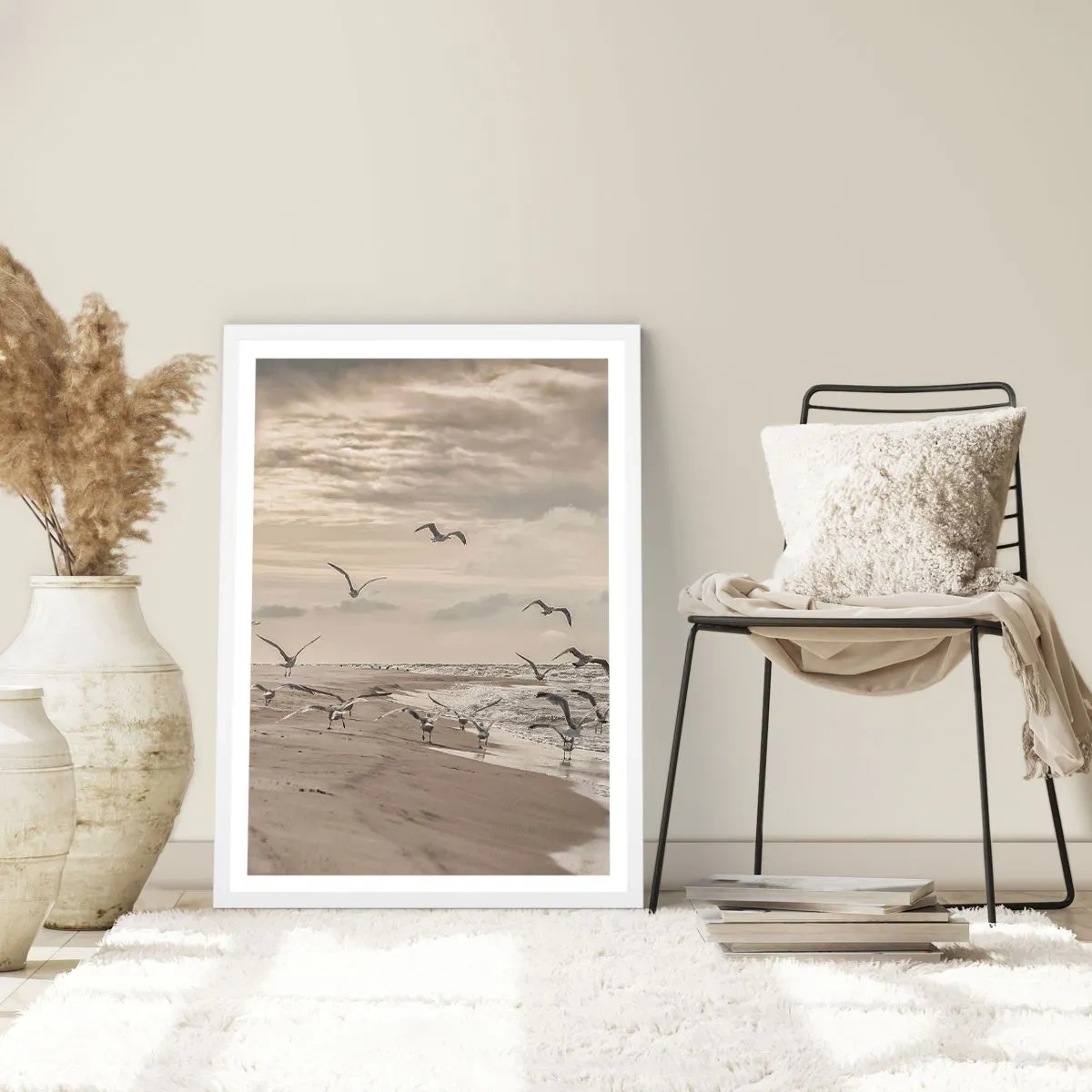 Poster in einem weißen Rahmen - Meeresrauschen, Vogelgesang - 50x70 cm